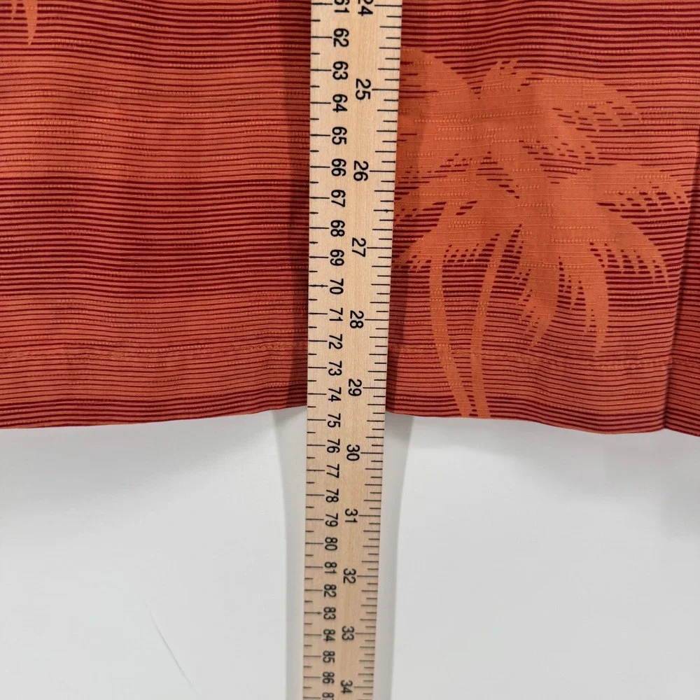 Tommy Bahama Mens Large Silk Palm Tree Jacquard Camp Shirt Burnt Orange S/S